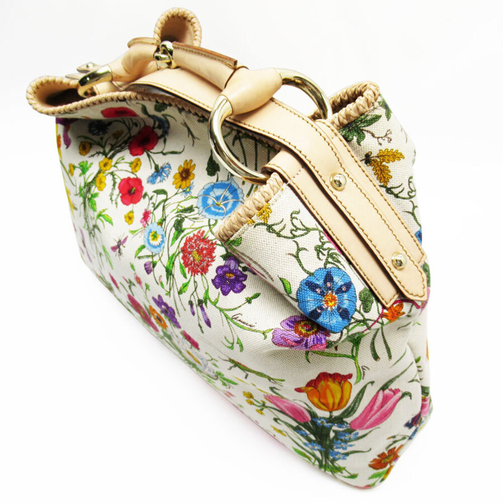 Gucci Flower Multicolor Leather Floral Handbag Canvas